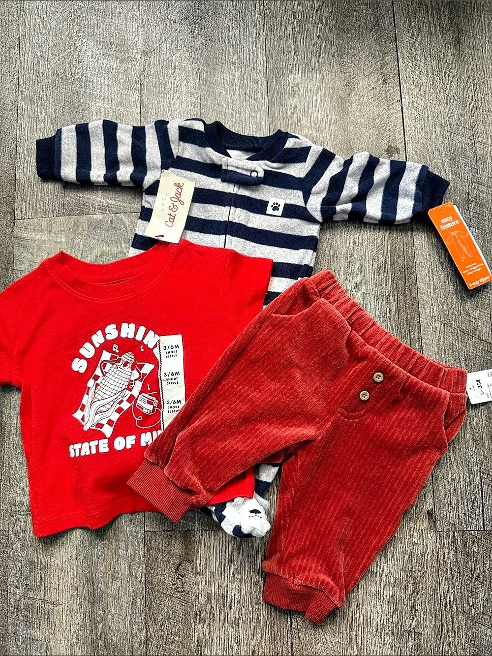 Cat & Jack Baby 3-Piece Striped Outfit Set Size 3/6M